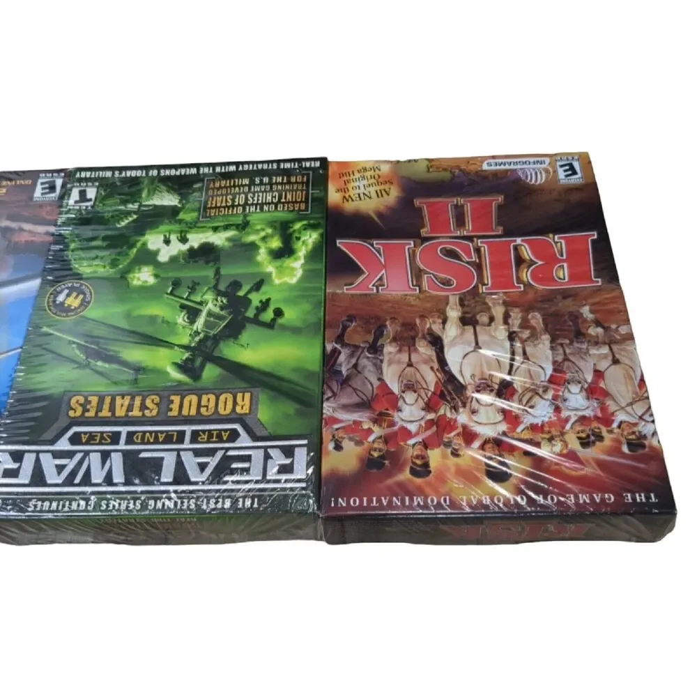 New sealed 3 pack PC CD-ROM Disc games vintage software 2002 Risk II Real Wars